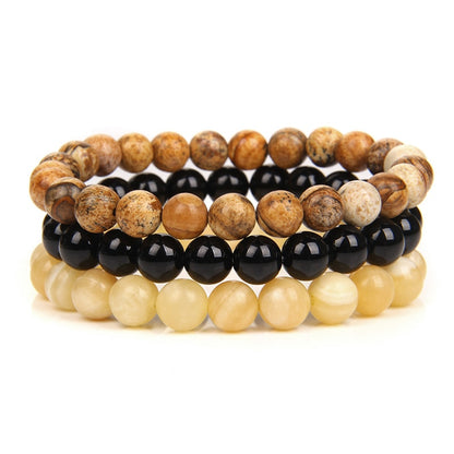 3pcs Natural Stone Beaded Bracelet