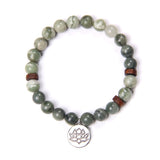 Natural Stone crystal Bracelet with lotus charm grey