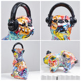 Graffiti dog with headphones