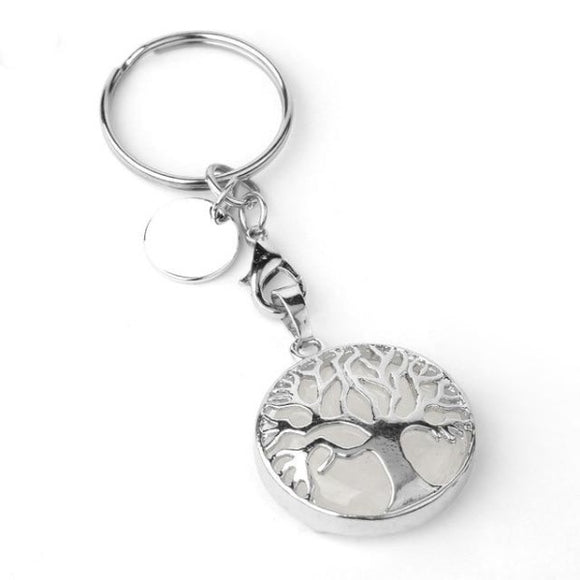 Natural Stone Keychains Tree of Life Clear Quartz