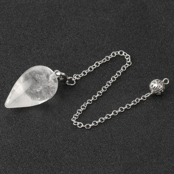 Water Drop Natural Stone Pendulum - White Crystal