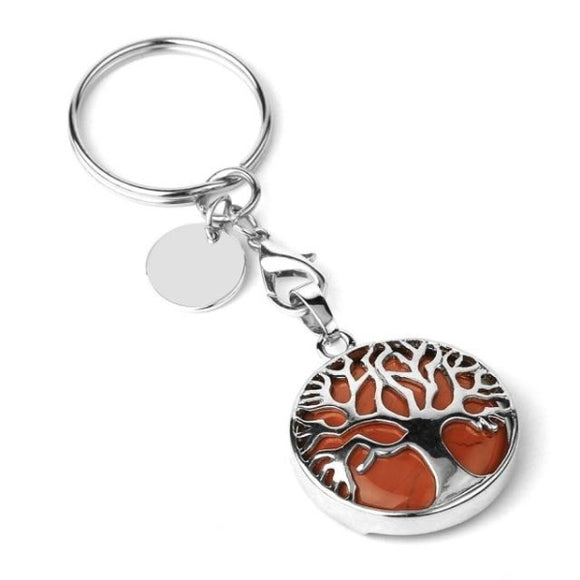 Natural Stone Keychains Tree of Life Red Jasper