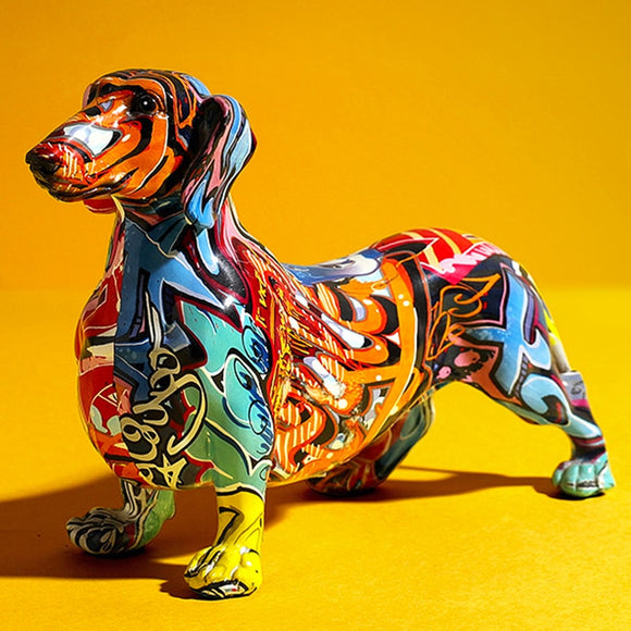 Colorful graffiti Dachshund Dog Figurine Large