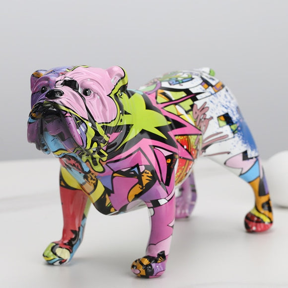 Colorful English bulldog figurine Graffiti art