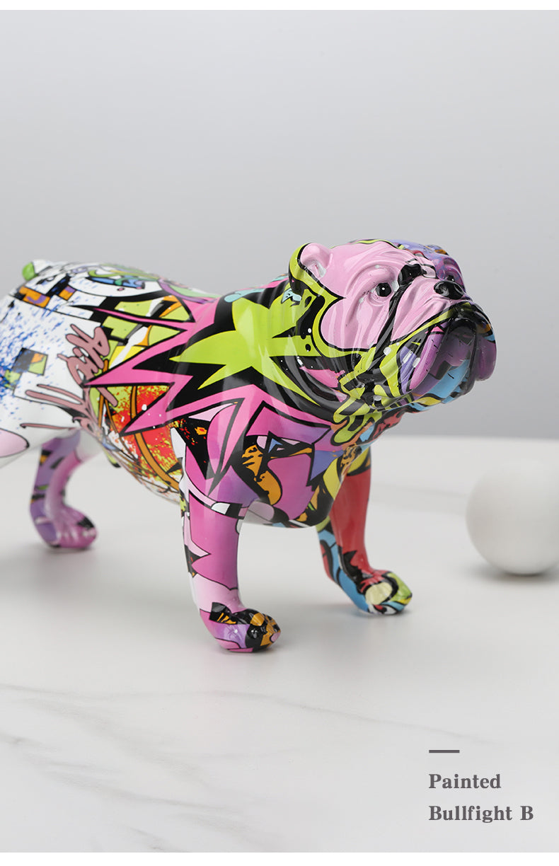 Colorful English bulldog figurine Graffiti art