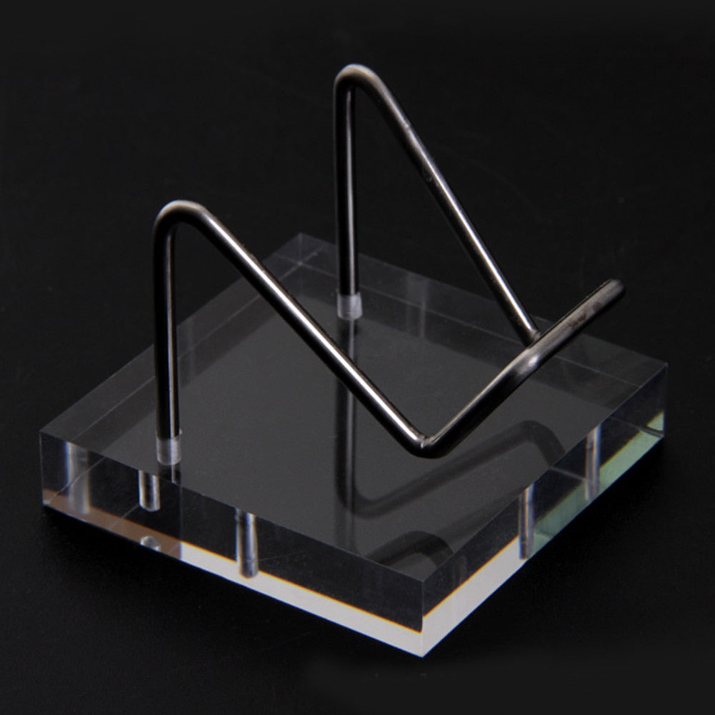 Silver Metal Arm Crystal Display Stand Holder With Acrylic Base