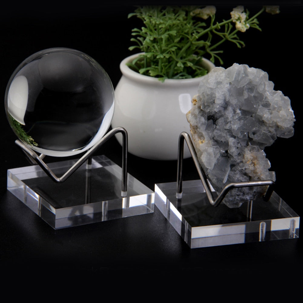 Silver Metal Arm Crystal Display Stand Holder With Acrylic Base