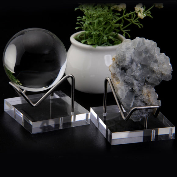Silver Metal Arm Crystal Display Stand Holder With Acrylic Base