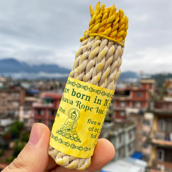 Nepal Handmade Herbal Rope 25 Bundle White Sage - Yellow